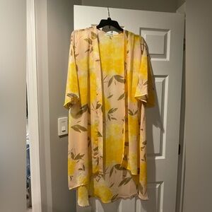 Floral Kimono with Yellow and Pink Tones